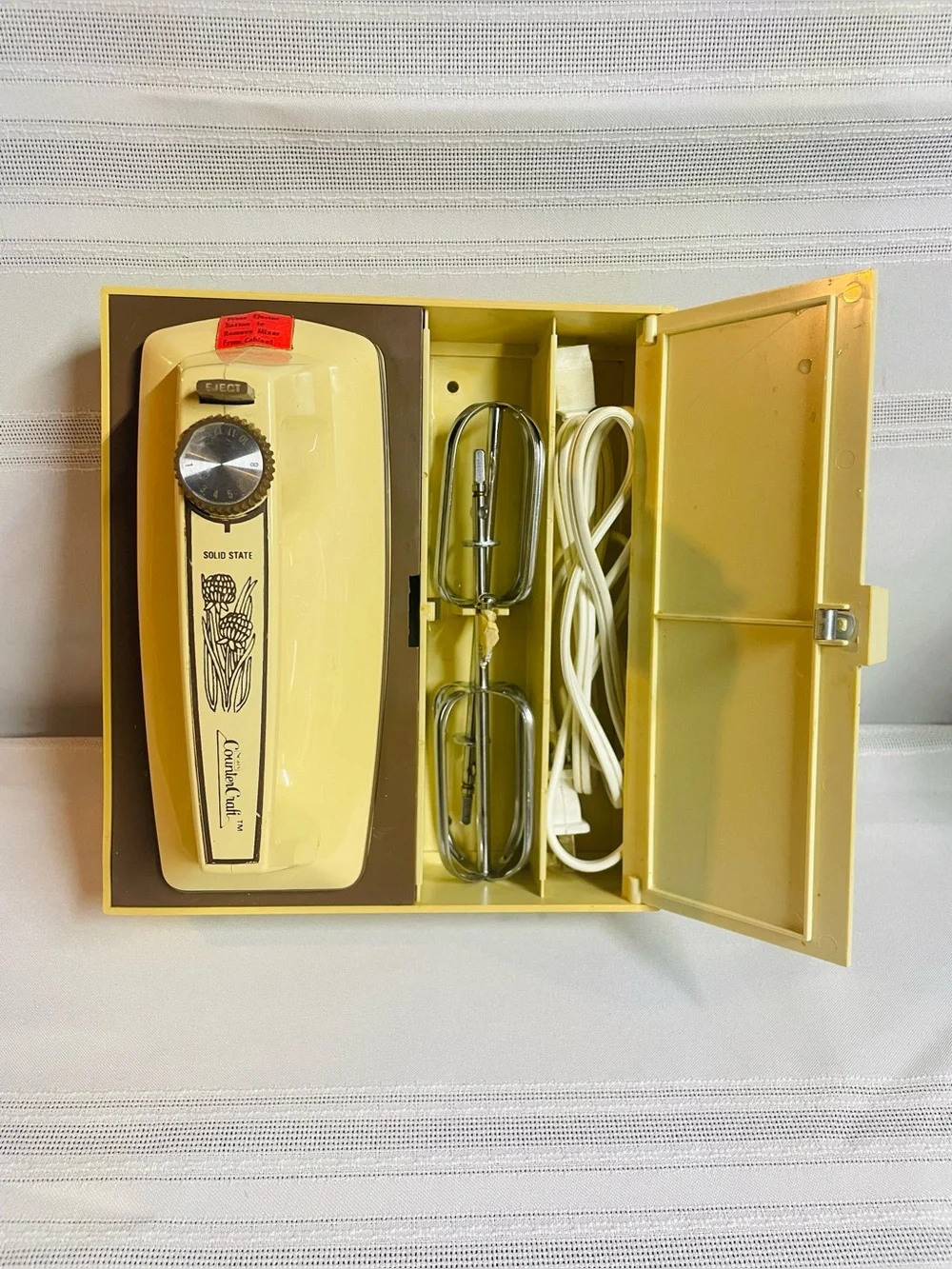 Vintage MCM Sears Counter Craft Solid State Hand Mixer with Storage Case WORKS